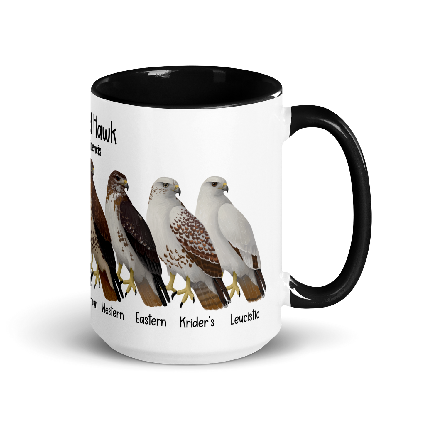 Red-Tailed Hawk Morphs Mug with Color Inside